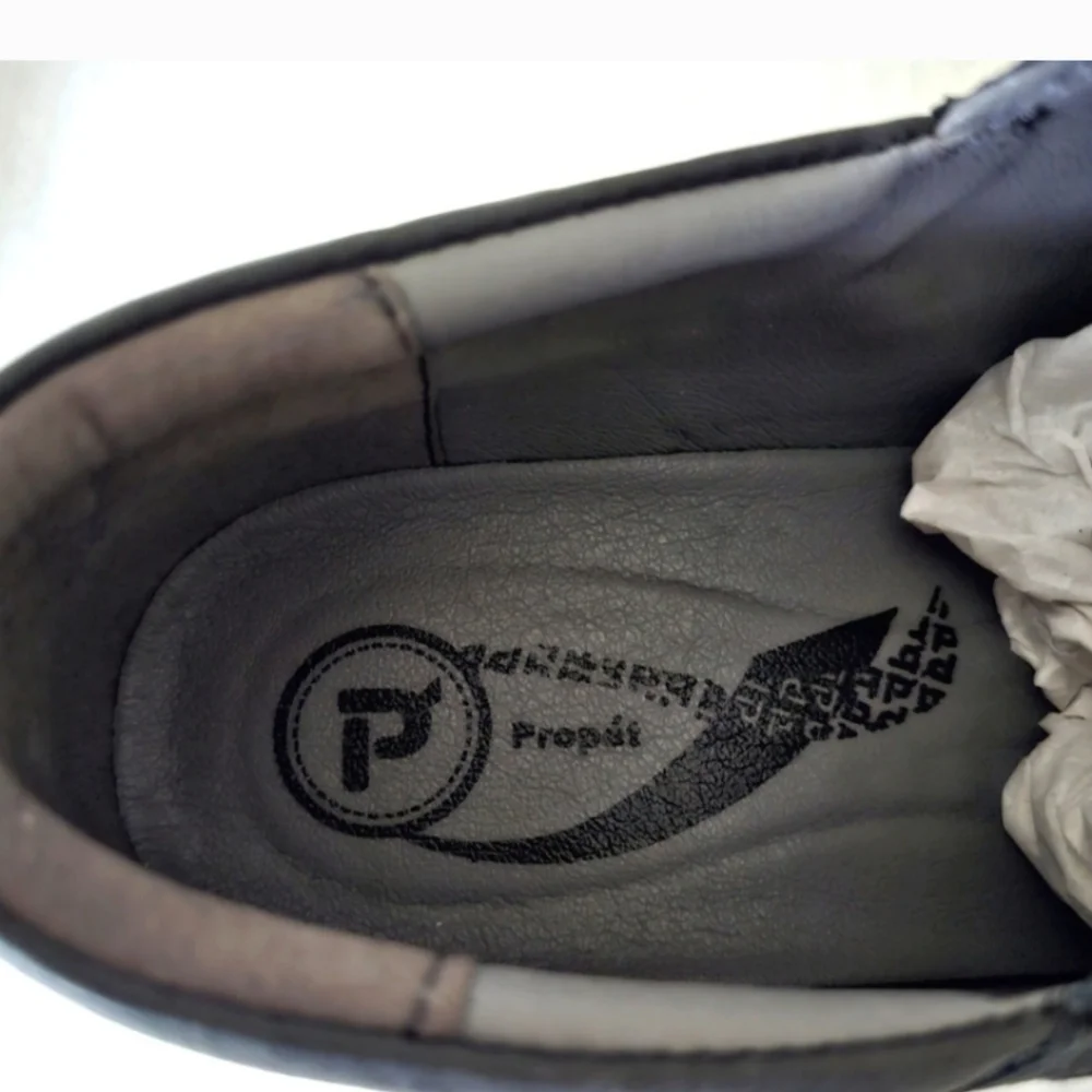 Propet Orman black boat shoes size 11D leather loafers mens NIB
